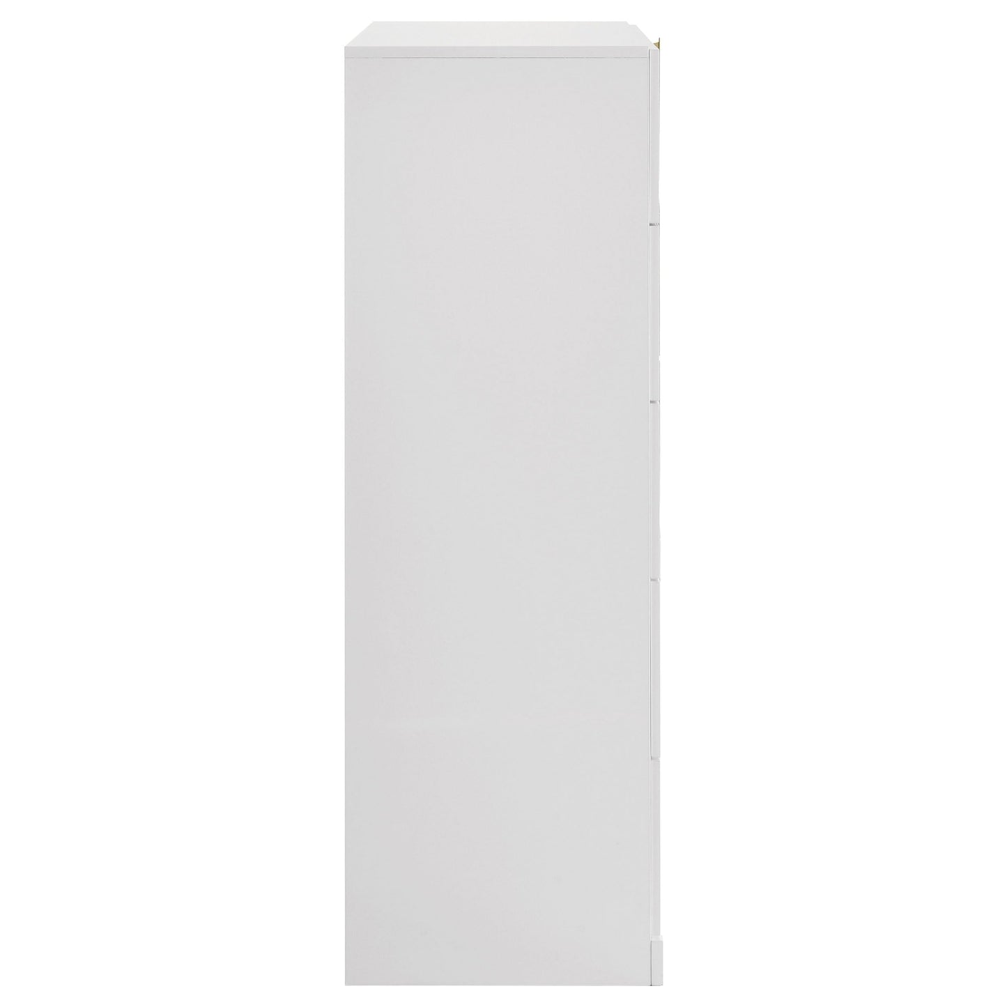Coaster Home Furnishings - INES - Wood - 5-Drawer Chest with Vertical Gold Pulls, English Dovetail Joinery and Contemporary Design - Bedroom - White High Gloss - 223095