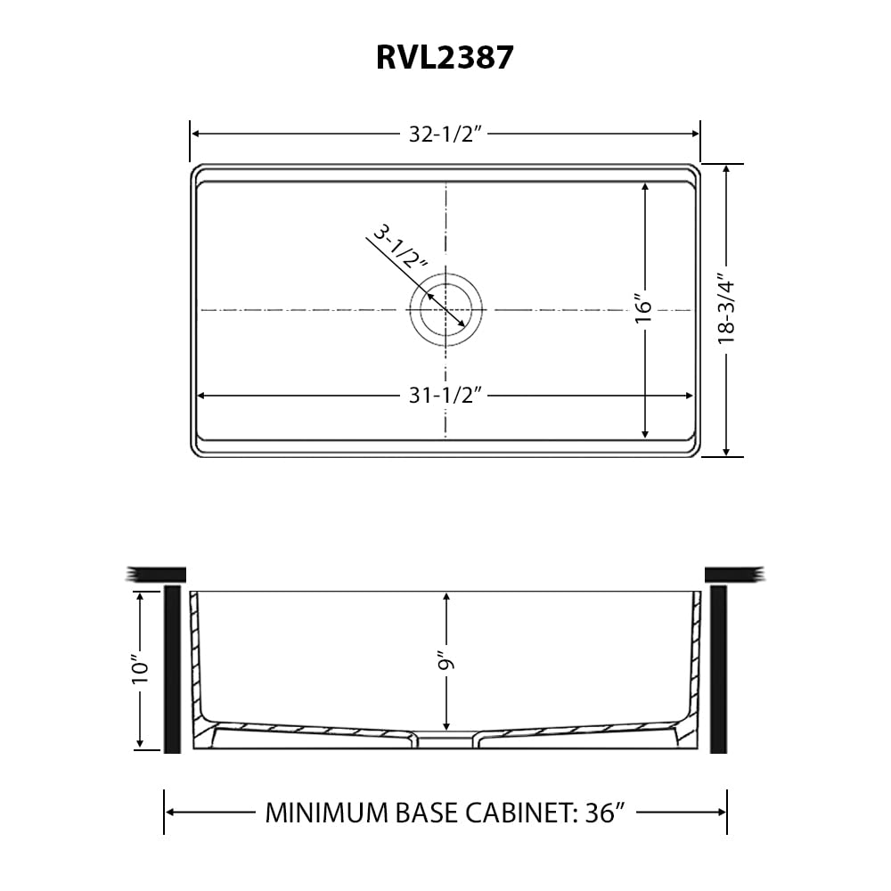 Ruvati 33 inch Fireclay Workstation Black Farmhouse Kitchen Sink Apron Front Single Bowl – RVL2387BK