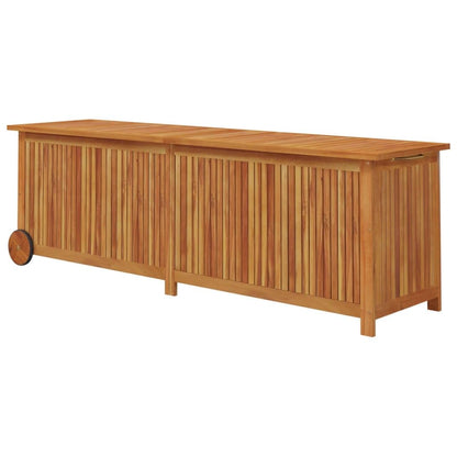 Fregramei Wooden Patio Storage Box Outdoor Storage Container with Wheels for Patio Furniture Cushions, Acacia Wood Deck Box, Backyard Storage Box, 59.1"x19.7"x22.8" Solid Wood Acacia,-876
