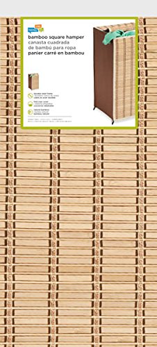 Honey-Can-Do Bamboo Wicker Hamper with Lid HMP-01619 Natural 26-Inches Tall