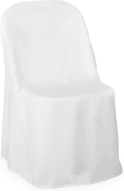 Lann's Linens 10 pcs White Polyester Folding Chair Covers for Wedding, Party, Banquet