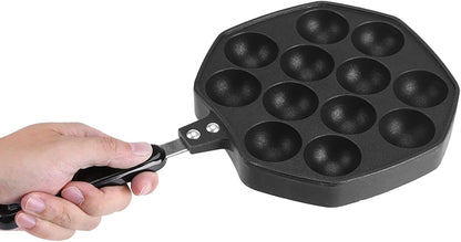 Home 12 Cavity Octopus Grilling Pan, Non Stick Pancake Maker for Takoyaki and Dessert Cakes