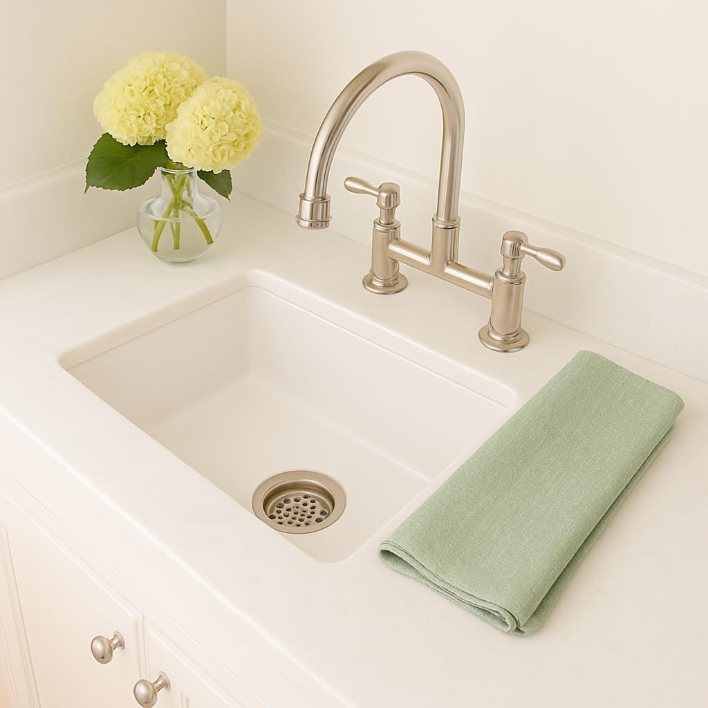 Sinkology Eden 23 Inch Undermount Fireclay Kitchen Sink White Single Bowl – Deep Basin, Fits 26 Inch Cabinet