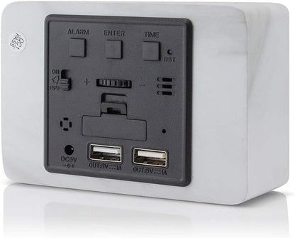 OCT17 Marble Pattern Alarm Clock, Multi-Function LED Digital Clock with USB Power Supply