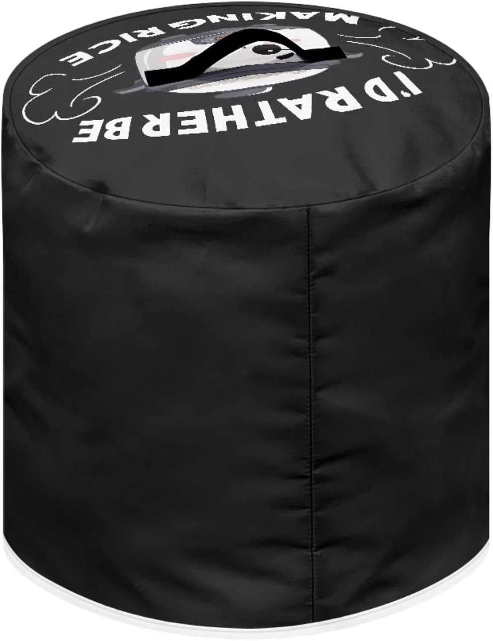 I'd Rather Be Making Rice - Round Dust Cover for Pressure Cooker, Black Funny Designs for Kitchen Appliance