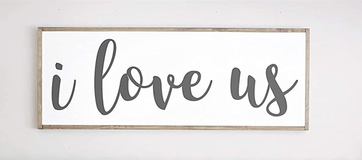 Tamengi I Love Us Wood Sign - Rustic Farmhouse Decor, 6x20inch Wall Mount for Home Events