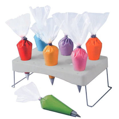 Piping bag shelf Decorating bag rack Cake decorating frosting bag rack Stainless steel feet Cake tools DIY baking 12 cavity cream bag rack (2 Packs)