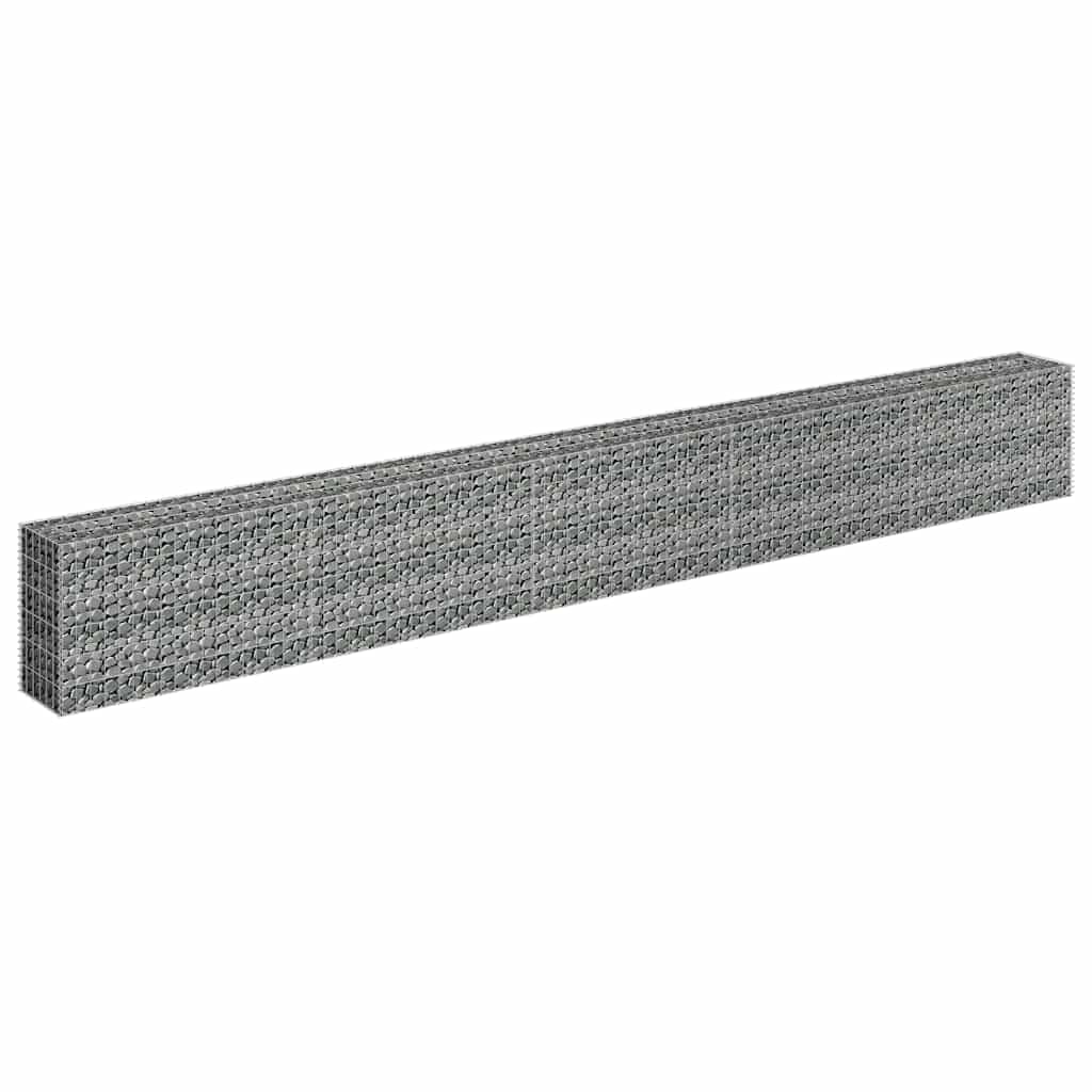 Tmriohed Galvanized Steel Large Gabion Raised Planter 177 x 177 x 24 in Silver Rectangular Outdoor Garden Box for Patio, Lawn & Modern Landscape Decor