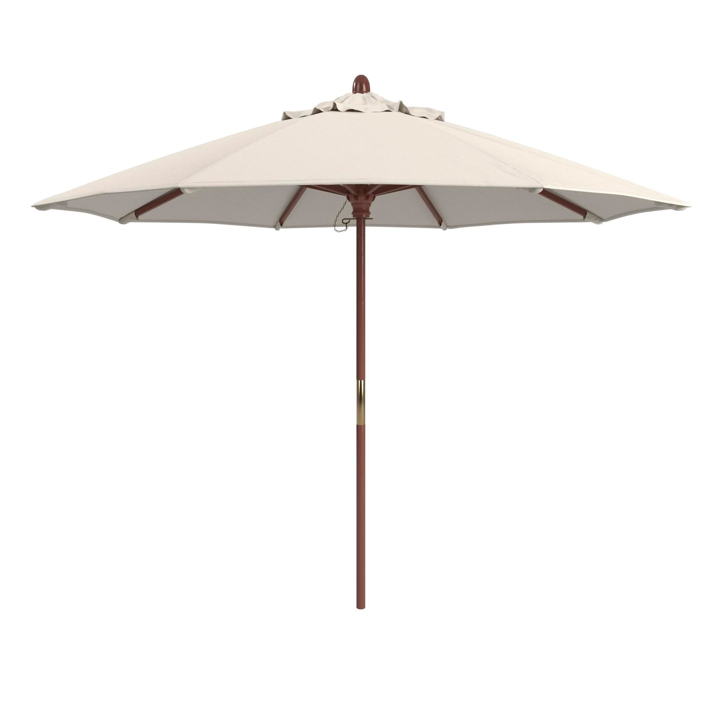 California Umbrella 9' Premium Commercial Hardwood Patio Umbrella, Manual Lift With Sunbrella Natural Fabric