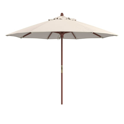 California Umbrella 9' Premium Commercial Hardwood Patio Umbrella, Manual Lift With Sunbrella Natural Fabric