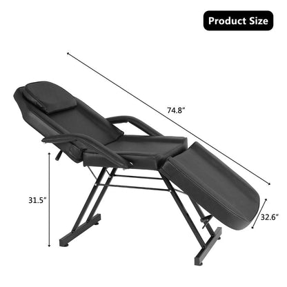 COZYSWAN Massage Salon Chair Bed Adjustable 3-Section Massage Table Facial Esthetician Bed, Spa and Salon Facial Chair, Tattoo Chair with Hydraulic Stool for Beauty Parlor Household, Black