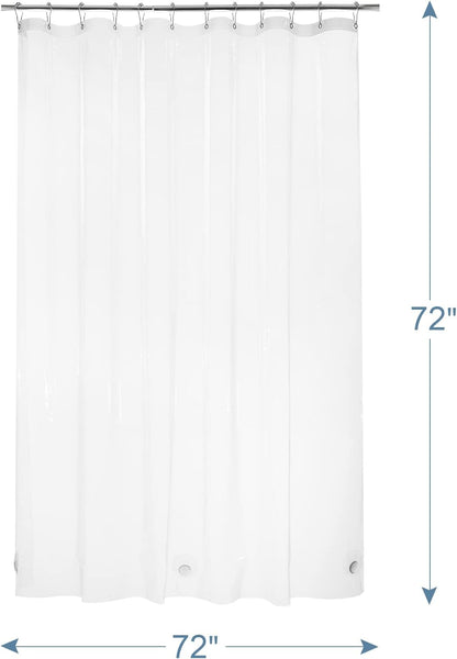 AmazerBath Heavy Duty Shower Curtain Liner - 12 Gauge Clear 72 x 72 Inches with 3 Stones & 12 Grommets
