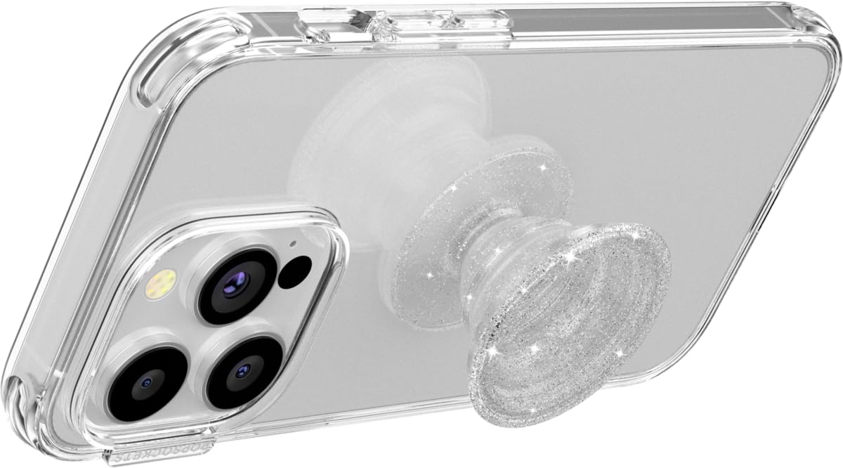 PopSockets Phone Grip for MagSafe with Kickstand, Magnetic Stand, Swappable Top, Secure Hold for iPhone MagSafe Cases, Phone & Tablet Grip - Clear
