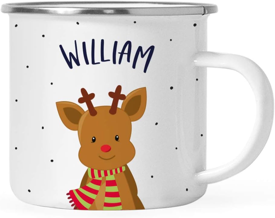 11Oz. 1-Pack Andaz Press Personalized Kids Christmas Hot Chocolate Stainless Steel Campfire Coffee Mug, Adorable