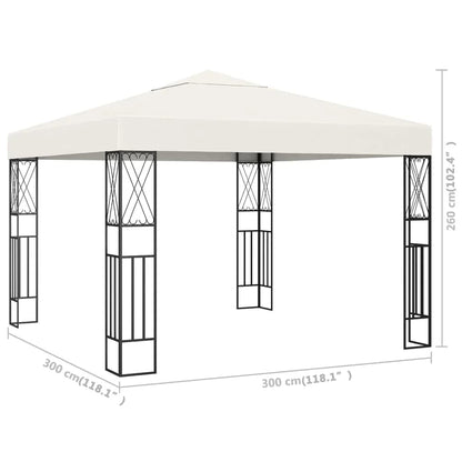 Cream Polyester Gazebo, 9.8x9.8 ft Square Outdoor Canopy Tent with Powder-Coated Steel Frame, Water Resistant UV Protection for Patio, Garden, Terrace Outdoor Structures