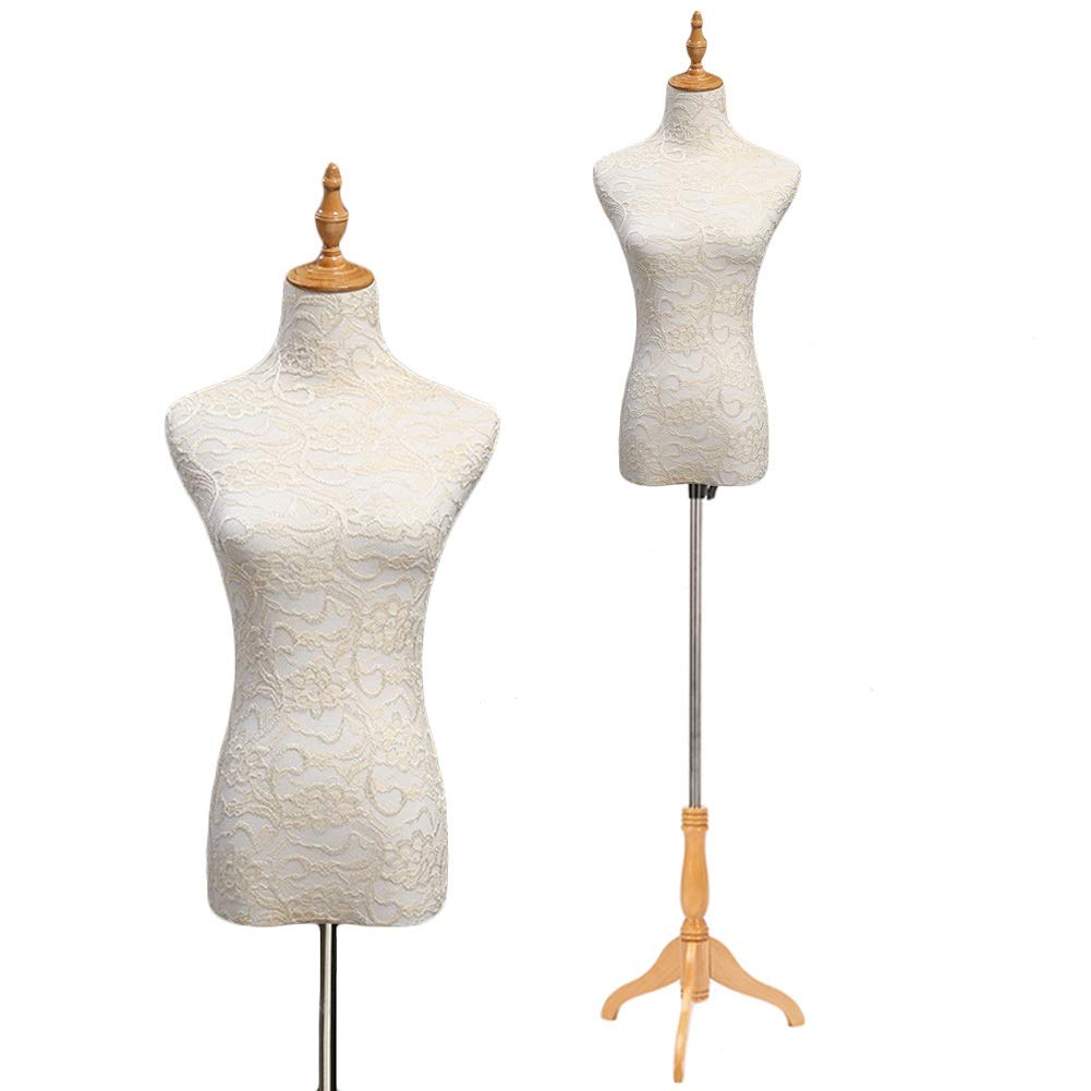Female Tailors Dummy Mannequin Torso Mannequin Stand, Female Mannequin Dress Form Torso with Black Metal Base and Neck Cap - Premium le Women's Clothing Dress Display Sewing Dummy