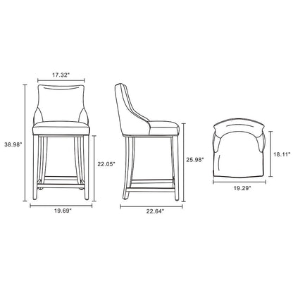 Manhattan Comfort Shubert Counter Stool with Backseat | Upholstered Leatherette, Beech Wood Legs | Perfect Bar Stool for Bar and Kitchen | Commercial Grade | Fully Assembled, Set of 1, Dark Taupe