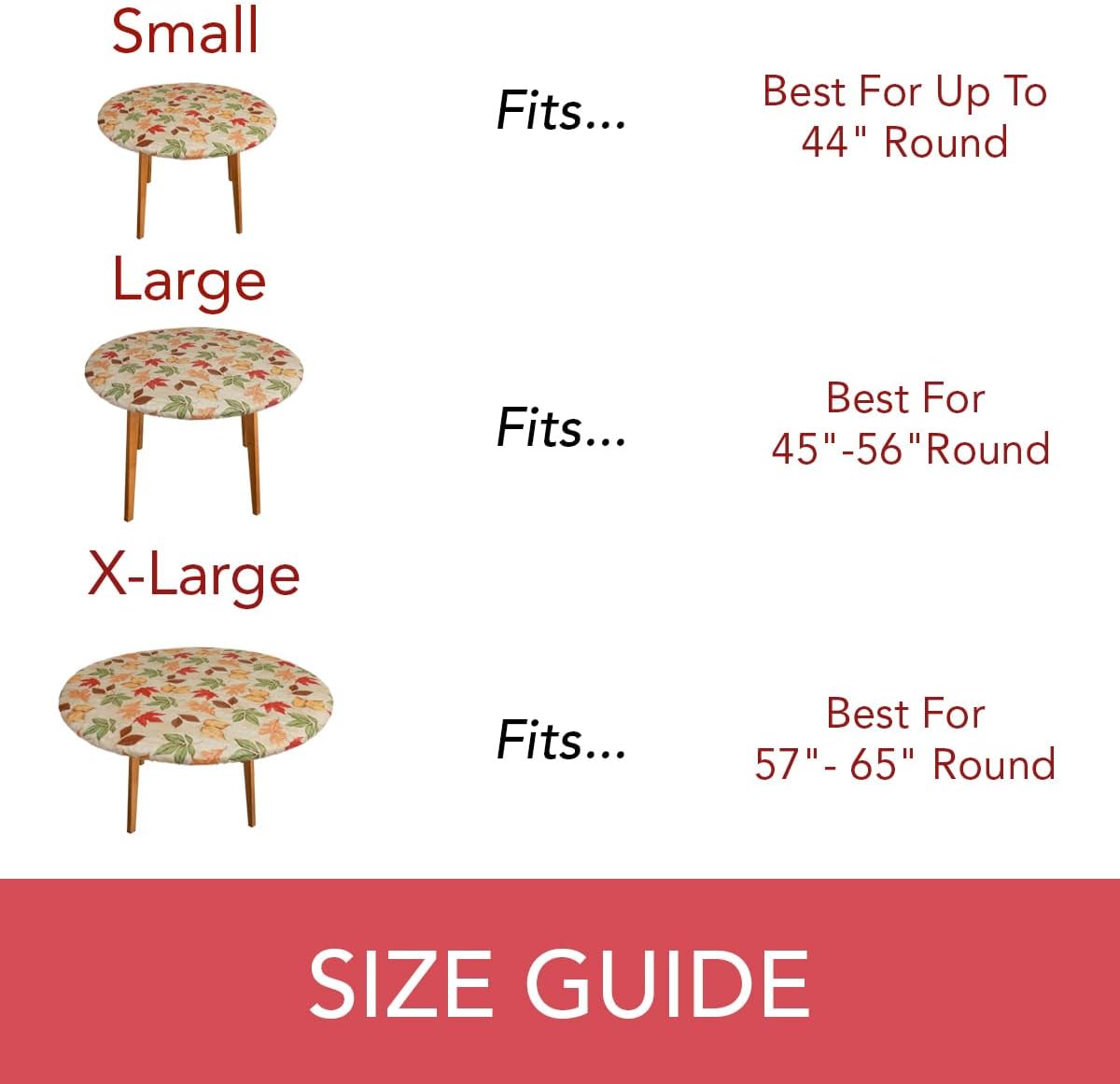 Deluxe Elastic Edged Flannel Backed Vinyl Fitted Table Cover - Large Round Oblong Oval - All-Over Leaves Pattern - Fits
