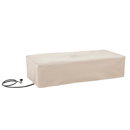 Christopher Knight Home Aidan Lightweight Concrete Outdoor Propane Fire Pit Table, 50,000 BTU Rectangular Fire Table for Patio Furniture Set (No Tank Holder), Fully Assembled Patio Fire Pit, White