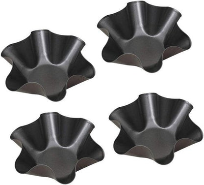 Kafear Taco Salad Bowl Maker Molds - Nonstick Carbon Steel Tortilla Shell Pans | 4 Pack in Black