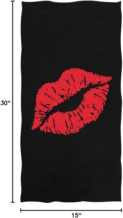 Naanle Sexy Red Lip Pattern Print Bath Towel, Absorbent Hand Towels for Bathroom, Hotel, Gym, Spa (30"x15")