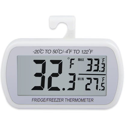 AEVETE Waterproof Digital Refrigerator Thermometer, Large LCD Freezer Room Thermometer with Magnetic Back