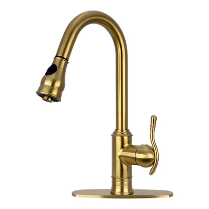 Akicon Single-Hole Pull-Down Sprayer Copper Kitchen Sink Faucet Single Handle (Antique Copper)