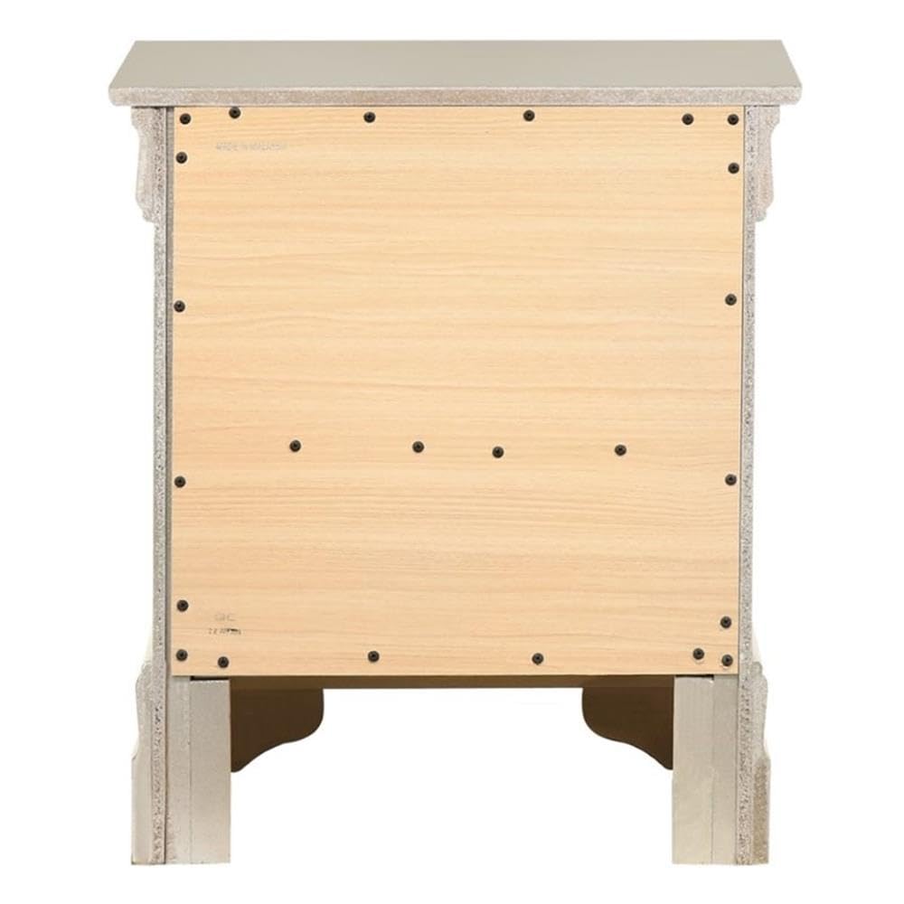 Glory Furniture Louis Phillipe 2 Drawer Nightstand in Silver Champagne
