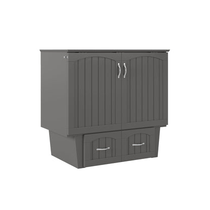 AFI, Nantucket Twin Murphy Bed Chest with Mattress, Storage Drawer and Built-In USB Charger, Grey