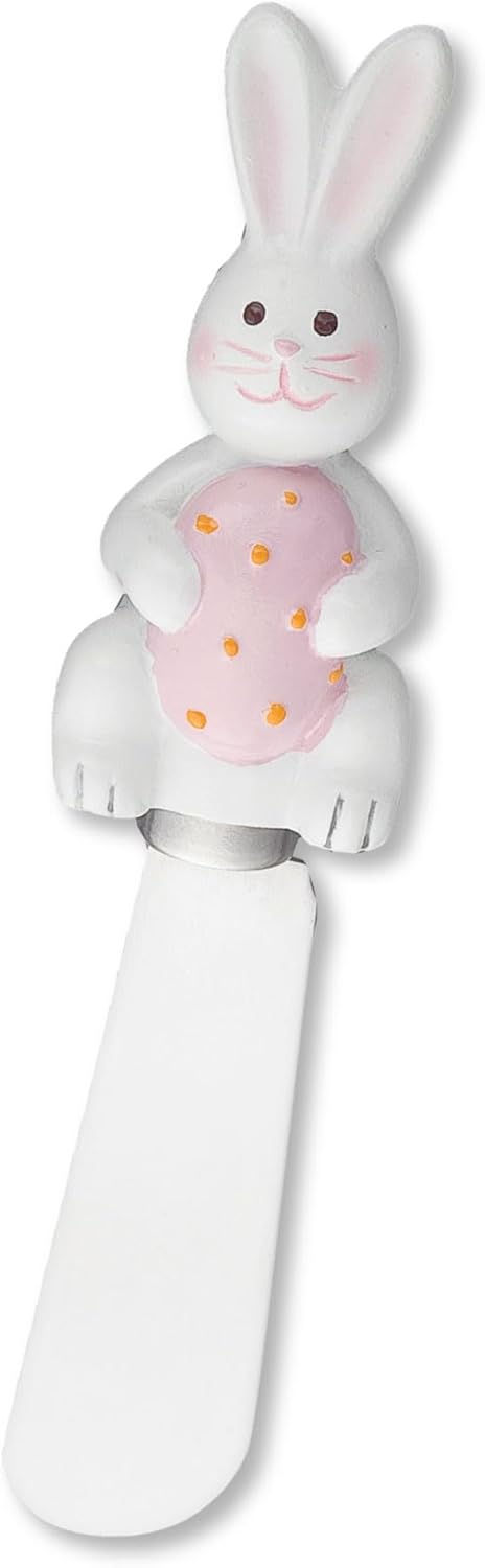 Easter Bunny Cheese Spreaders, Set of 4, Hand-Painted Resin Handles with Stainless Steel Blades