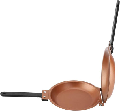 Tbest Double Sided Frying Pan, Non Stick Flip Skillet for Omelettes, Egg Pan with Lid