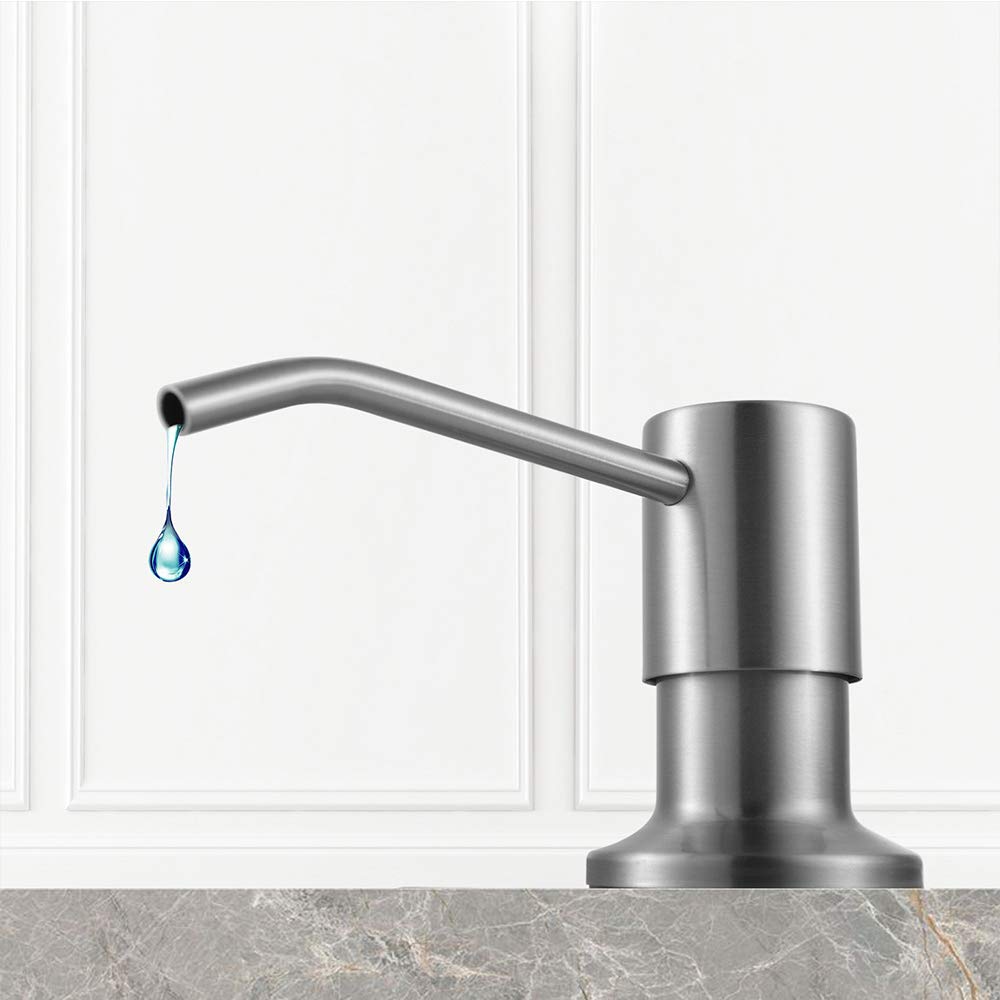 Soap Dispenser for Kitchen Sink, Built in Sink Soap Dispenser Lotion Dispenser with 17 Ounce Bottle, Stainless Steel Sink soap Dispenser, Brushed Nickel