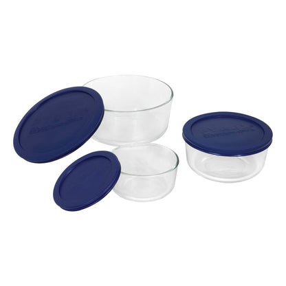 Pyrex Simply Store (3-Pack) Glass Food Storage Containers Set, (2, 4 & 7 Cup) Meal Prep Containers With Plastic BPA-Free Lids, Dishwasher & Microwave Safe