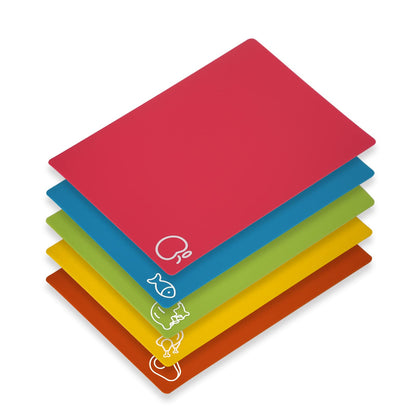 5 Pieces Flexible Cutting Boards, BPA Free Plastic Cutting Boards for Kitchen, Non Slip Cutting Mat for Meat and Vegetables, Thanksgiving