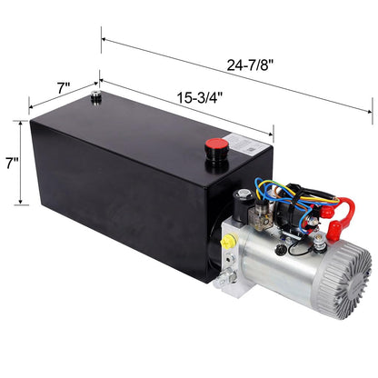 YATON 12V Hydraulic Pump 8 Quart Double Acting Power Unit, 1.6kW DC Hydraulic Pump with Steel Reservoir, 3200 PSI Hydraulic Power Unit for Dump Trailer, Lift Gate & Car Lifting