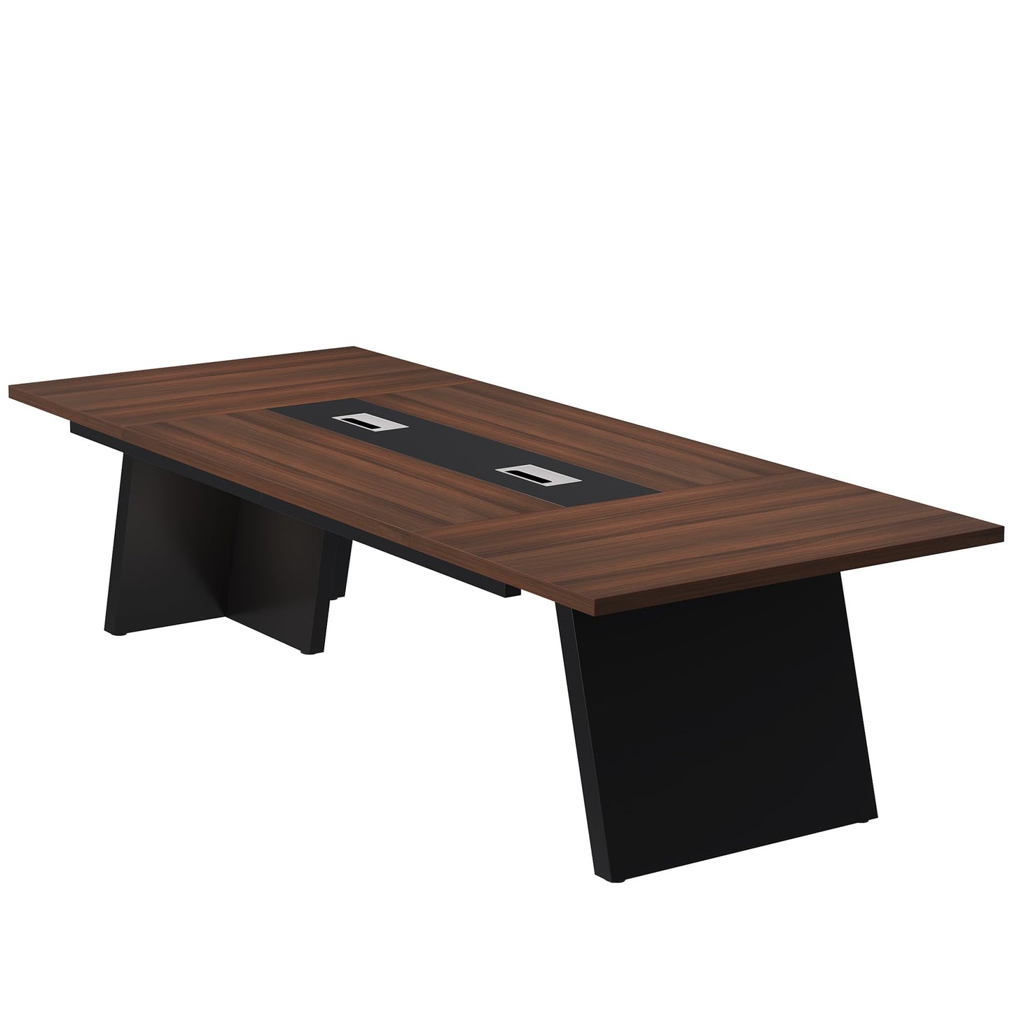 Tribesigns 8ft Conference Table, Large Meeting Table for 8-10 People, Business Seminar Furniture for Office Conference Room, Walnut & Black (4, Walnu+ Black)