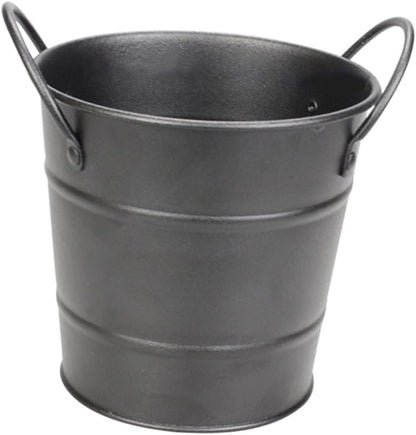 Small Black Metal Food Container, Portable Ice Bucket, Mini Tinplate Basket, Dipping Sauce Snack Bucket, Metal Barrel
