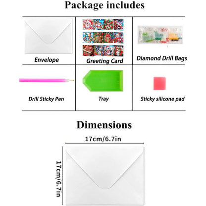 YGbaby 12 Packs DIY 5D Diamond Painting Christmas Cards Kits for Adults - Crystal Box Snowman Diamond Art Greeting Cards - Merry Christmas Gem Art Gifts for Xmas Family and Friends