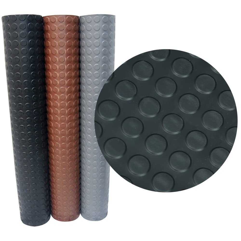 Rubber-Cal Coin-Pattern Thermoplastic Flooring - 3.5mm x 36" x 20ft - Black