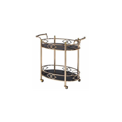 Maykoosh Global Glam Serving Cart Made with Sturdy Metal Construction in Gold Finish, Tempered Glass Top, Open Bottom Shelf.25 Lb.34.65 X 15.98 X 32.09, Gold/Black