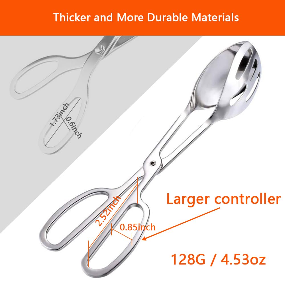 KBBYT Kitchen Tongs for Cooking for Buffet Party Catering - Stainless Steel Salad Tongs for Food Bread Cake Bake Dessert, 10-Inch Serving Tongs for Grill, Steak, Barbecue, Scissor Design (2 Pack)