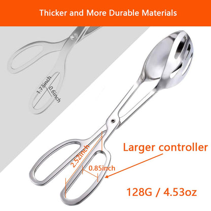 KBBYT Kitchen Tongs for Cooking for Buffet Party Catering - Stainless Steel Salad Tongs for Food Bread Cake Bake Dessert, 10-Inch Serving Tongs for Grill, Steak, Barbecue, Scissor Design (2 Pack)
