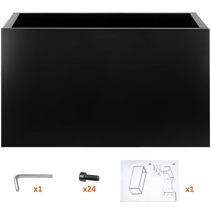 Meyoppm 40"x16"x24" Steel Planter Box, Heavy Duty Galvanized Metal Planter with Drainage Hole, Rust-Resistant Indoor & Outdoor Planter for Patio, Balcony, Garden Black