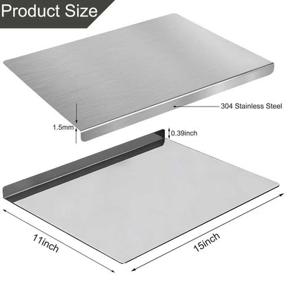 L-Shaped Stainless Steel Cutting Board for Kitchen 15×11" Lip Non-Slip Dishwasher Safe Double-Sided Use for Suitable for Meat, Fruits, Vegetables, Bread