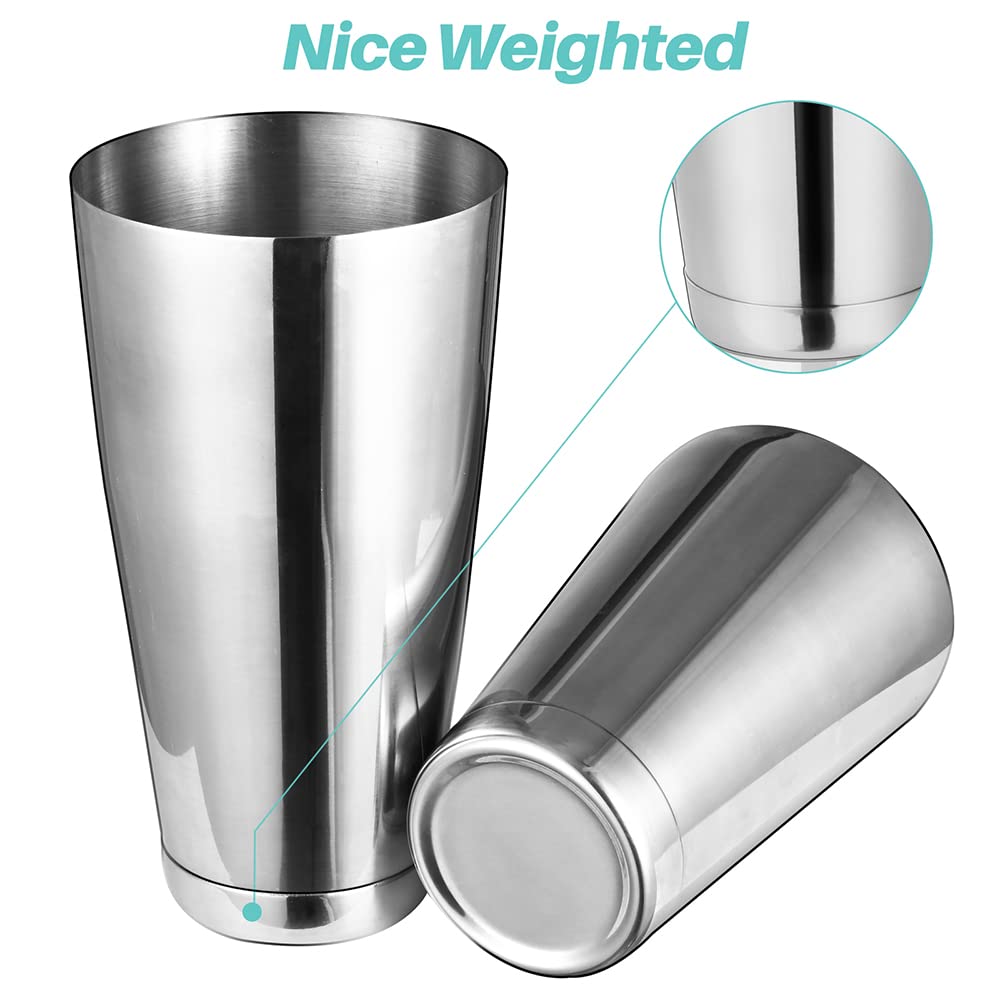 Etens Cocktail Shaker Tins Set Stainless Steel, Pro Bar Style Boston Shakers Bartending, Two Piece Martini Shaker Cup Drink Mixer for Bartender – Silver Bar Tools Weighted Metal Shaking Tin