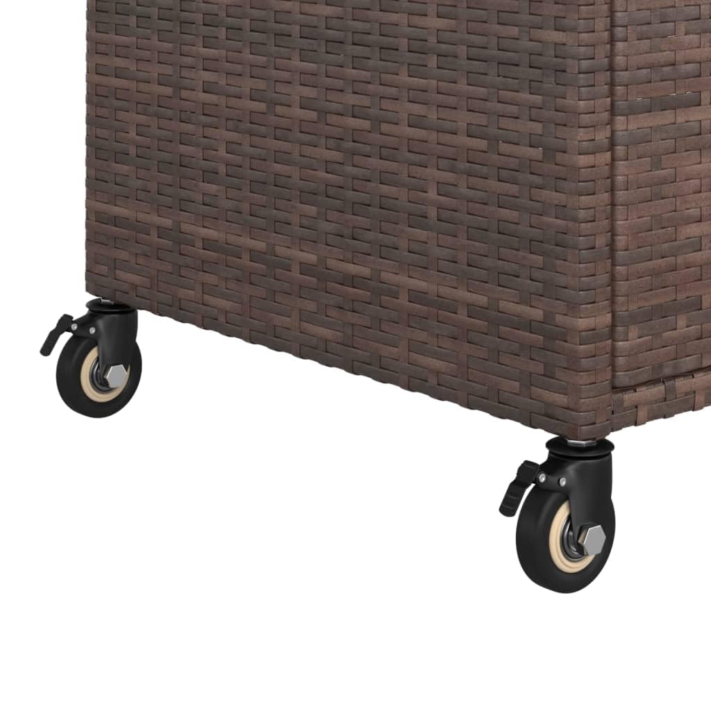 TUERYAFEK Brown Poly Rattan Bar Cart with Drawer, 39.4"x17.7"x38.2", Rolling Serving Trolley with Locking Castors