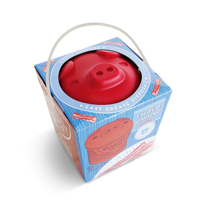 Talisman Designs Bacon Bin Grease Strainer & Collector | Family Friendly Kitchen Tools | Fun & Functional Silicone Grease Container | Holds up to 1 Cup | Red