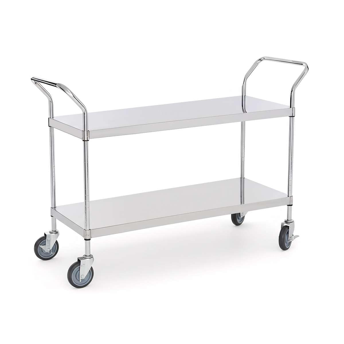 18" x 58" x 37" Stainless Steel Two Shelf Utility Cart - Commercial Heavy-Duty NSF Service Cart with Handles, Storage Rolling Shelving for Warehouse, Office, Food Service