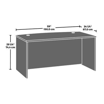 OfficeWorks by Sauder Affirm 60'' Bow Front Desk Shell, L: 34.25'' x W: 59.06'' x H: 29.29'', Hudson Elm