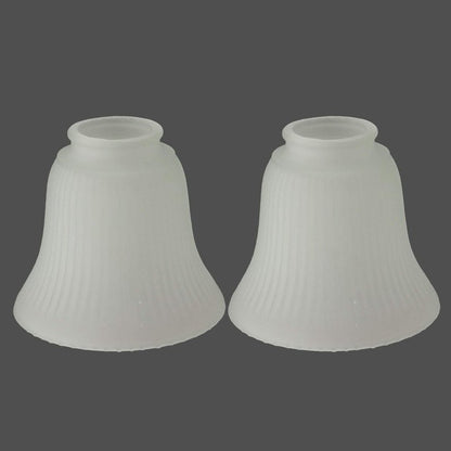 Anmire 2 Pack Frosted Ribbed Glass Shade, Bell Shaped Light Fixture Replacement Globe or Cover with 2-1/8-Inch Fitter for Ceiling Fan Light Chandelier Wall Sconce, G0016